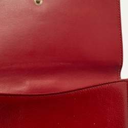 Pre Owned Yves Saint Laurent Red Patent Leather Belle De Jour Continental Wallet