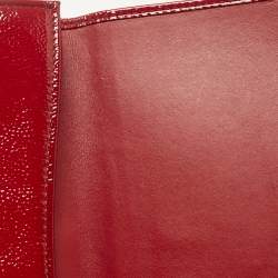 Pre Owned Yves Saint Laurent Red Patent Leather Belle De Jour Continental Wallet