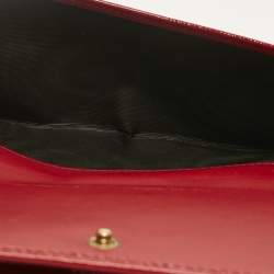 Pre Owned Yves Saint Laurent Red Patent Leather Belle De Jour Continental Wallet