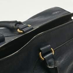 Pre Owned Yves Saint Laurent Navy Blue Leather Large Cabas Chyc Tote