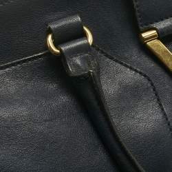 Pre Owned Yves Saint Laurent Navy Blue Leather Large Cabas Chyc Tote
