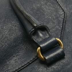 Pre Owned Yves Saint Laurent Navy Blue Leather Large Cabas Chyc Tote