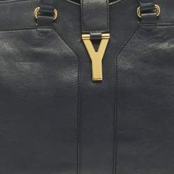 Pre Owned Yves Saint Laurent Navy Blue Leather Large Cabas Chyc Tote
