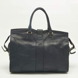 Pre Owned Yves Saint Laurent Navy Blue Leather Large Cabas Chyc Tote