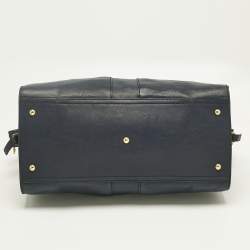 Pre Owned Yves Saint Laurent Navy Blue Leather Large Cabas Chyc Tote