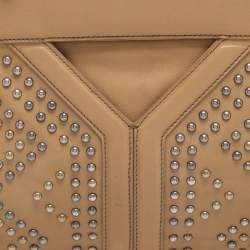 Pre Owned Yves Saint Laurent Beige Leather Studded Clutch