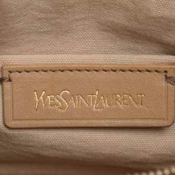 Pre Owned Yves Saint Laurent Beige Leather Studded Clutch
