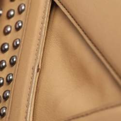 Pre Owned Yves Saint Laurent Beige Leather Studded Clutch
