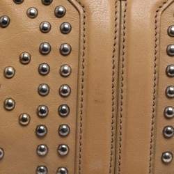 Pre Owned Yves Saint Laurent Beige Leather Studded Clutch