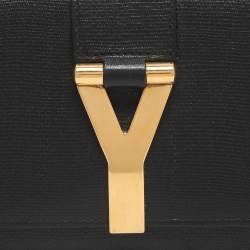 Pre Owned Yves Saint Laurent Black Textured Leather Y Line Clutch
