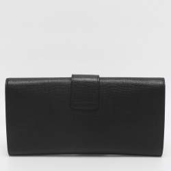 Pre Owned Yves Saint Laurent Black Textured Leather Y Line Clutch