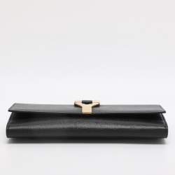 Pre Owned Yves Saint Laurent Black Textured Leather Y Line Clutch