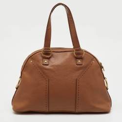 Pre Owned Yves Saint Laurent Brown Leather Large Muse Bag