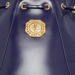 Pre Owned Yves Saint Laurent Purple Leather Vintage Drawstring Bucket Bag