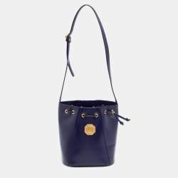Pre Owned Yves Saint Laurent Purple Leather Vintage Drawstring Bucket Bag