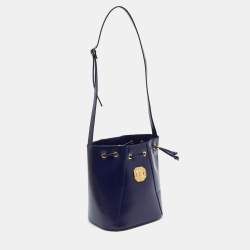 Pre Owned Yves Saint Laurent Purple Leather Vintage Drawstring Bucket Bag