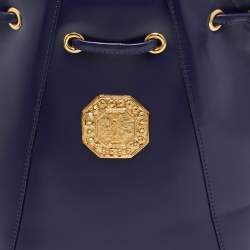 Pre Owned Yves Saint Laurent Purple Leather Vintage Drawstring Bucket Bag