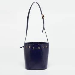 Pre Owned Yves Saint Laurent Purple Leather Vintage Drawstring Bucket Bag