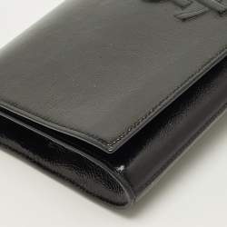 Pre Owned حقيبة كلتش إيف سان لوران بيل دو جور جلد أسود لامع