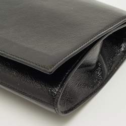 Pre Owned حقيبة كلتش إيف سان لوران بيل دو جور جلد أسود لامع