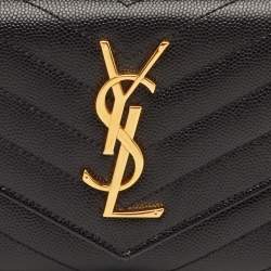 مملوكة مسبقًا محفظة قلاب سان لوران مونوغرام كبيرة جلد أسود ماتيلّاسيه كاساندرا