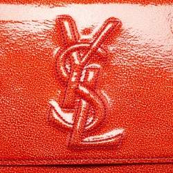 Pre Owned Yves Saint Laurent Belle De Jour Red Patent Leather Flap Clutch