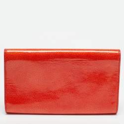 Pre Owned Yves Saint Laurent Belle De Jour Red Patent Leather Flap Clutch