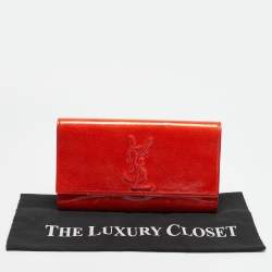 Pre Owned Yves Saint Laurent Belle De Jour Red Patent Leather Flap Clutch