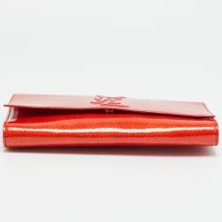Pre Owned Yves Saint Laurent Belle De Jour Red Patent Leather Flap Clutch