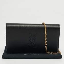 Pre Owned محفظة بسلسلة إيف سان لوران بيل دو جور جلد أسود