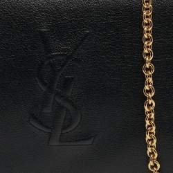 Pre Owned محفظة بسلسلة إيف سان لوران بيل دو جور جلد أسود