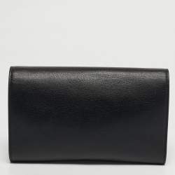 Pre Owned محفظة بسلسلة إيف سان لوران بيل دو جور جلد أسود