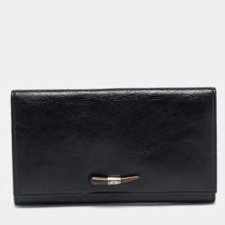 مملوكة مسبقًا Yves Saint Laurent Mombasa Black Leather Continental Wallet