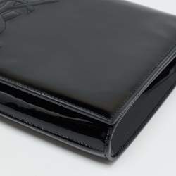 Pre Owned حقيبة كلتش سان لوران بيل دو جور قلاب جلد لامع أسود