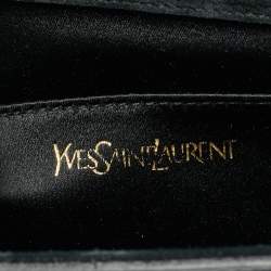 Pre Owned حقيبة كلتش سان لوران بيل دو جور قلاب جلد لامع أسود