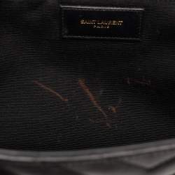 Pre Owned Saint Laurent Envelope Large Black Matelasse Leather Shoulder Bag