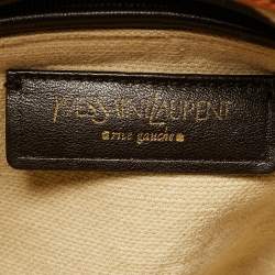 Pre Owned حقيبة إيف سان لوران كانفاس و جلد بالمينا تان/أبيض