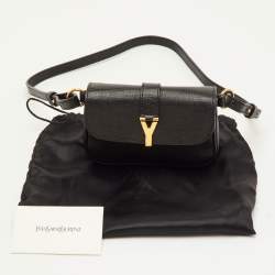 Pre Owned Yves Saint Laurent Chyc Black Leather Belt Bag