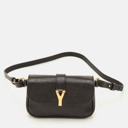 Pre Owned Yves Saint Laurent Chyc Black Leather Belt Bag