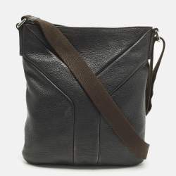 Pre Owned Yves Saint Laurent Black Leather Messenger Bag