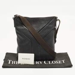 Pre Owned Yves Saint Laurent Black Leather Messenger Bag