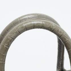 Pre Owned حقيبة يد سان لوران كلاسيك ساك دو جور نانو جلد رمادية منقوشة كروك