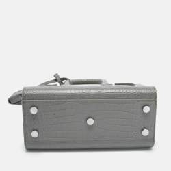 Pre Owned حقيبة يد سان لوران كلاسيك ساك دو جور نانو جلد رمادية منقوشة كروك