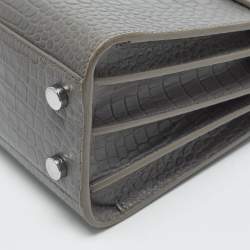 Pre Owned حقيبة يد سان لوران كلاسيك ساك دو جور نانو جلد رمادية منقوشة كروك