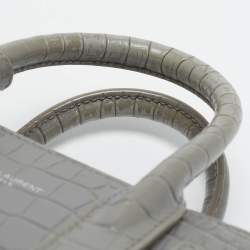 Pre Owned حقيبة يد سان لوران كلاسيك ساك دو جور نانو جلد رمادية منقوشة كروك