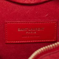 مملوكة مسبقًا Saint Laurent Heart Fringe Red Suede Chain Crossbody Bag