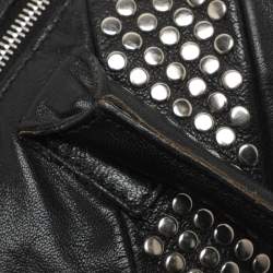 Pre Owned Yves Saint Laurent Easy Y Studded Black Leather Boston Bag