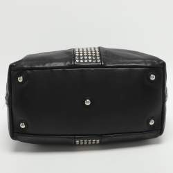Pre Owned Yves Saint Laurent Easy Y Studded Black Leather Boston Bag