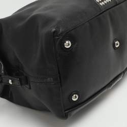 Pre Owned Yves Saint Laurent Easy Y Studded Black Leather Boston Bag