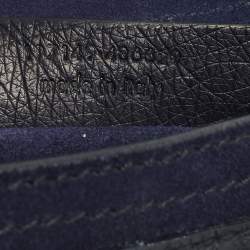 Pre Owned Yves Saint Laurent Muse Two Navy Blue Ostrich Leather and Suede Top Handle Bag